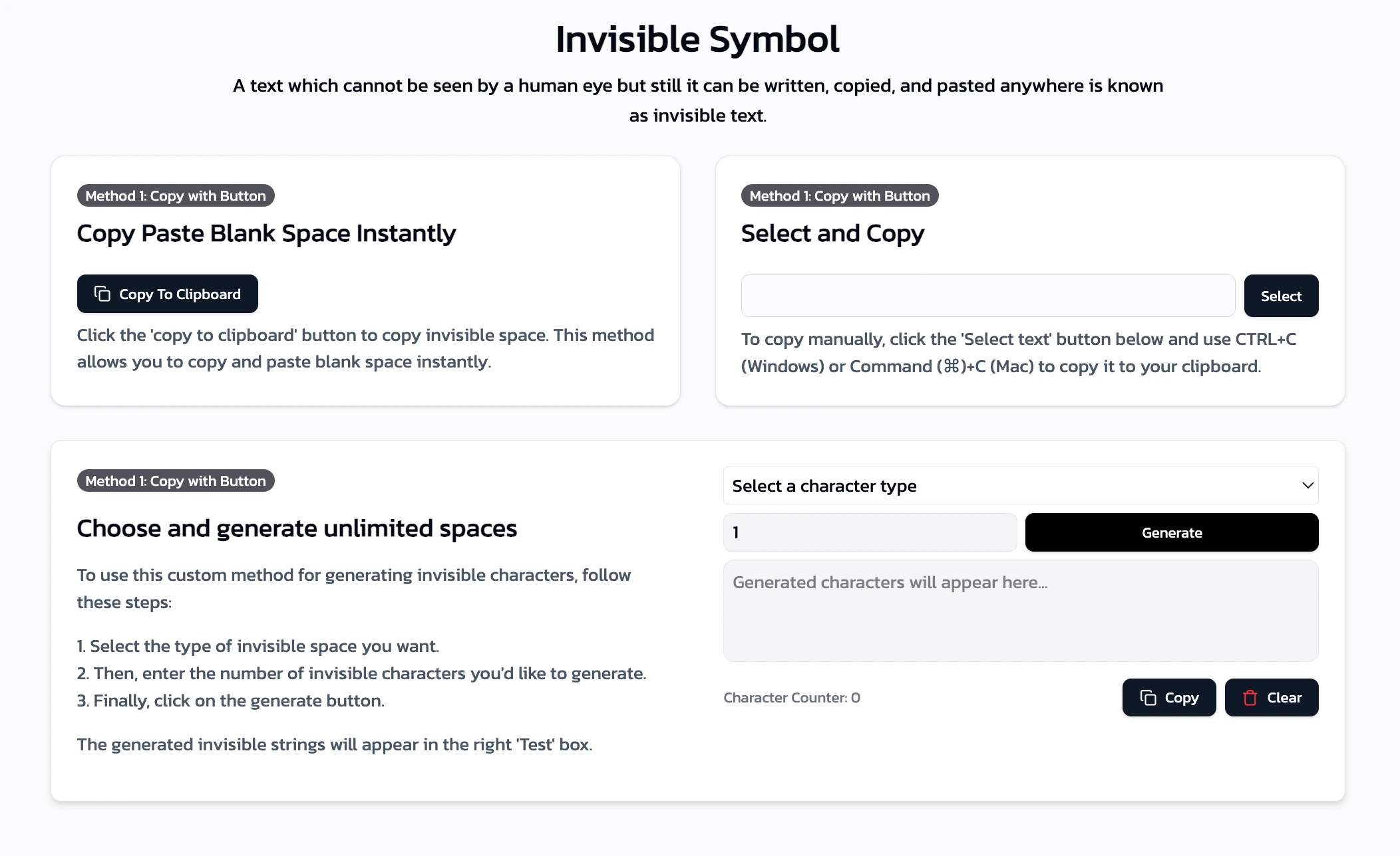 invisible-symbol-tool