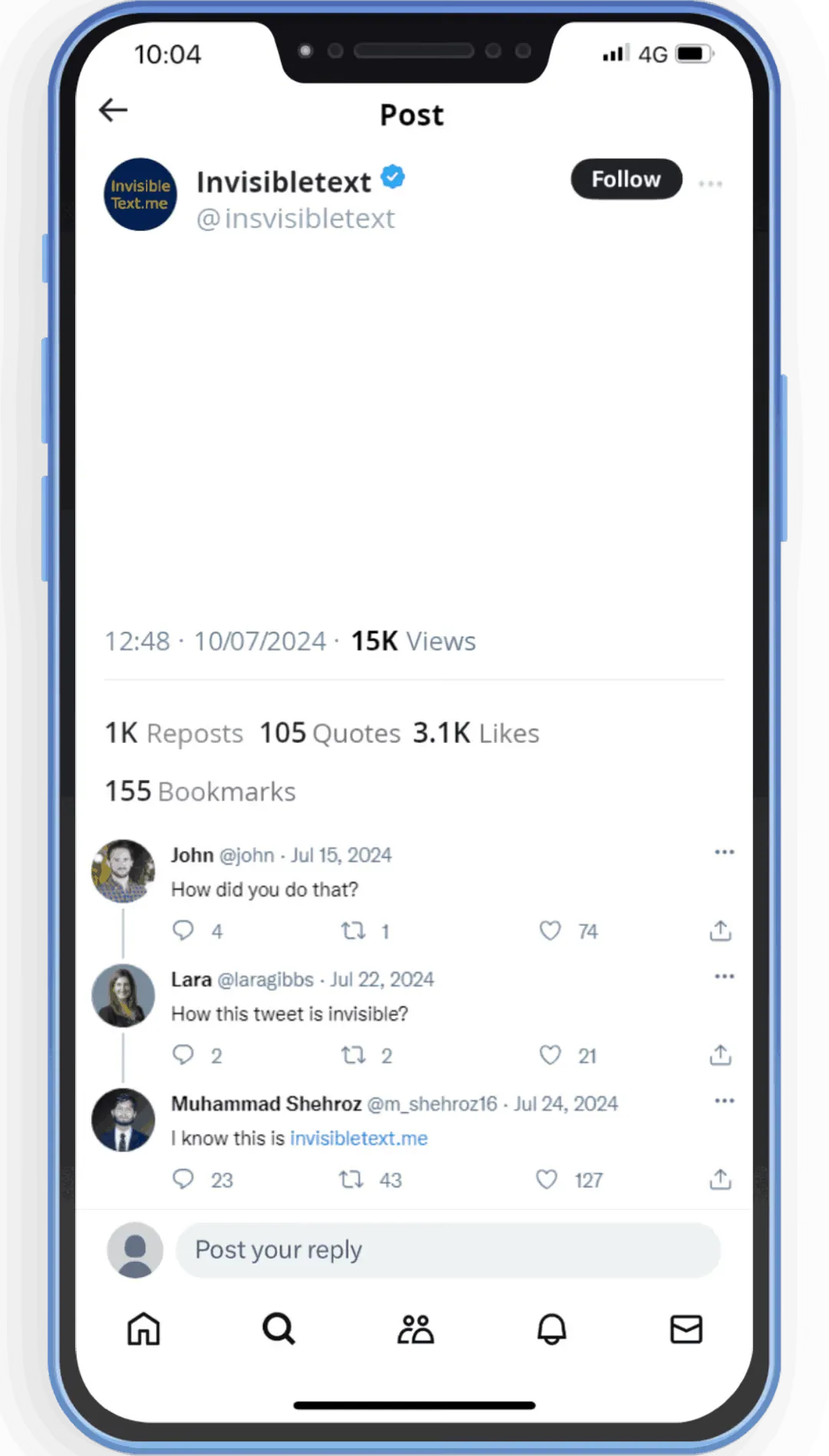 Twitter blank tweet example